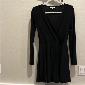 White Birch Black Long Sleeve Wrap Dress